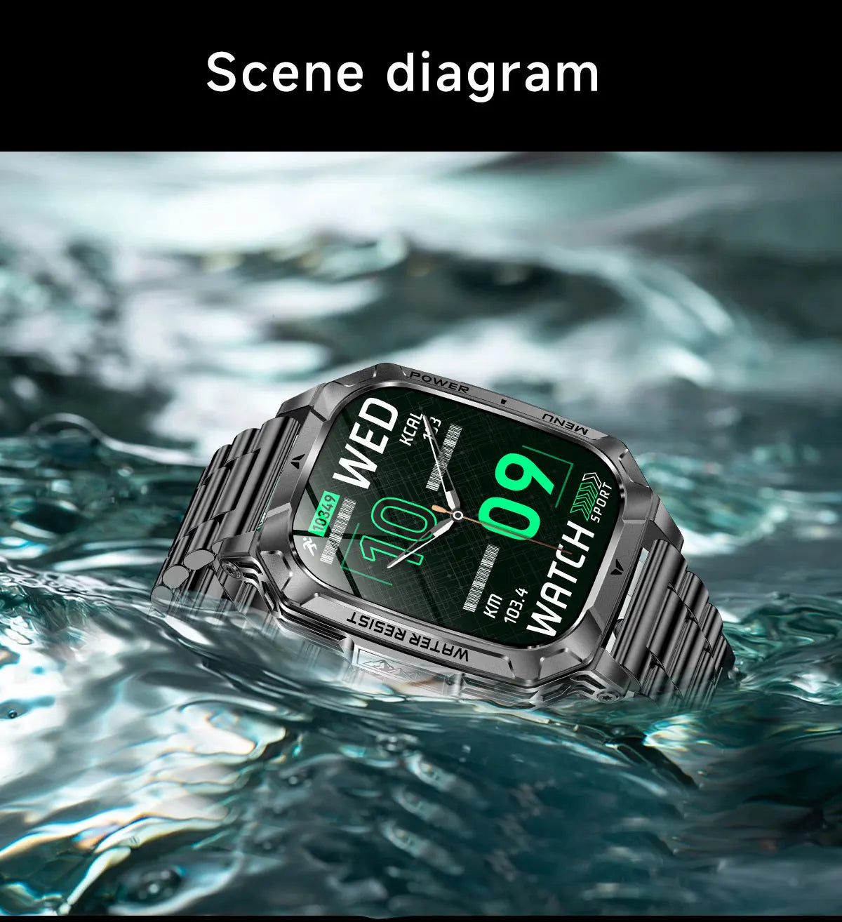 New Rugged Military Smart Watch Men 1400 mAh battery 2.01inch Bluetooth Call Health monitoring device LED flashlight Smart watch