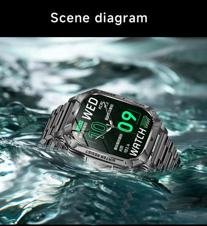 New Rugged Military Smart Watch Men 1400 mAh battery 2.01inch Bluetooth Call Health monitoring device LED flashlight Smart watch