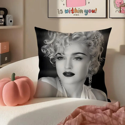 Iconic Pop American Singer M-Madonna Cushion Cover Pillowcase Short Plush Invisible zipper Room Sofa Cushion Cover