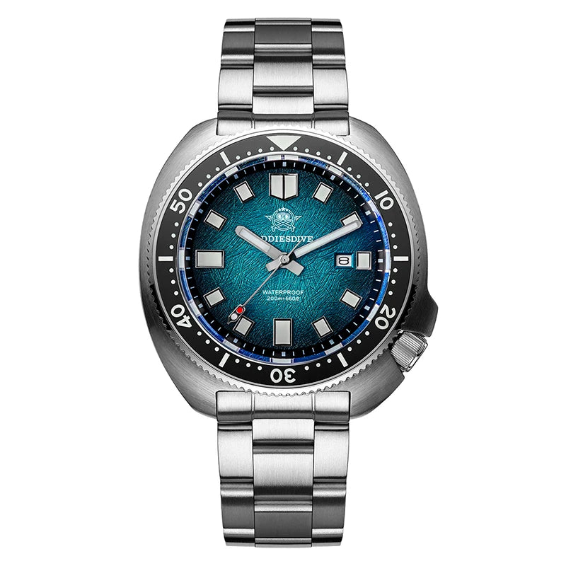 ADDIESDIVE New 43.8mm Watch for Men Dive AD2511 Luxury Sapphire Quartz Wristwatch 100m Waterproof Stainless Steel Luminous Watch