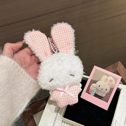 New Kawaii New Mini Angel Bunny Plush Keychain Cute Soft Rabbit Stuffed Toy Hanging Pendant