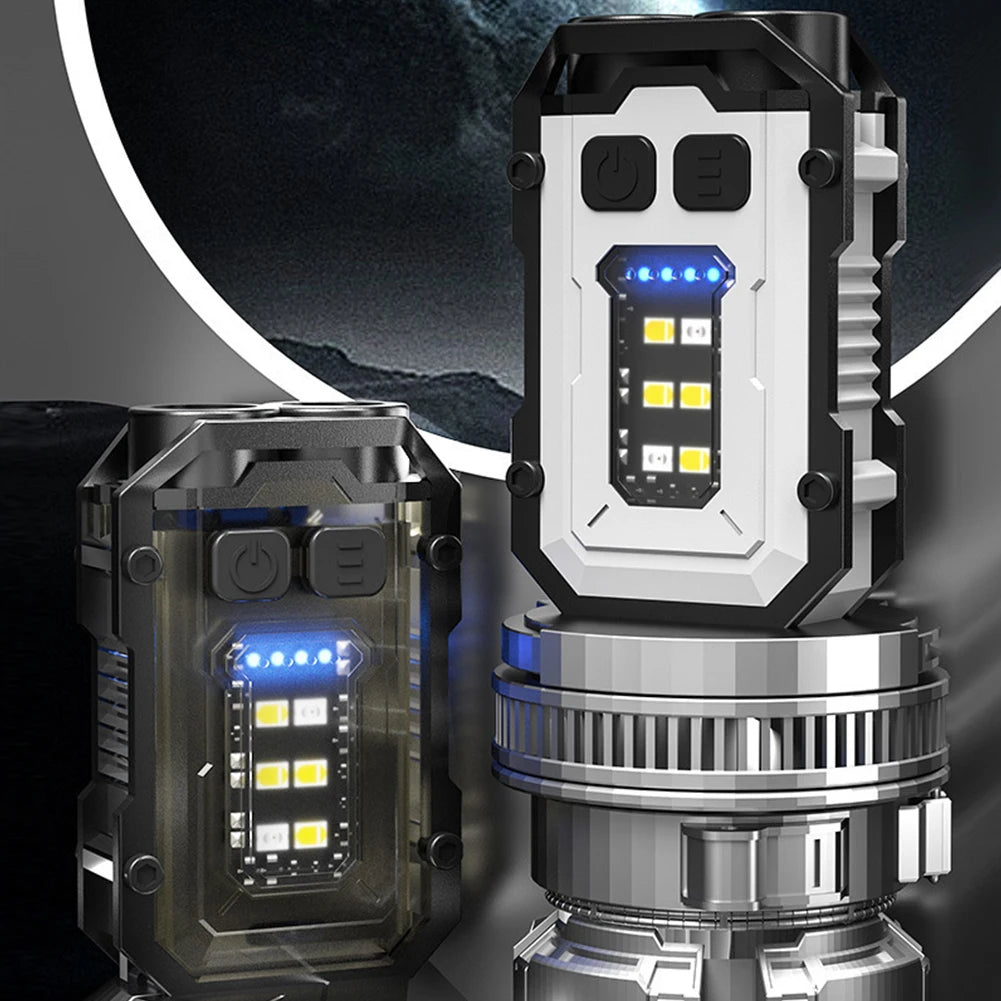 High Bright Flashlight USB Charging Super Bright Torch 180LM Portable Keychain Light Multifunctional for Camping Fishing Walking