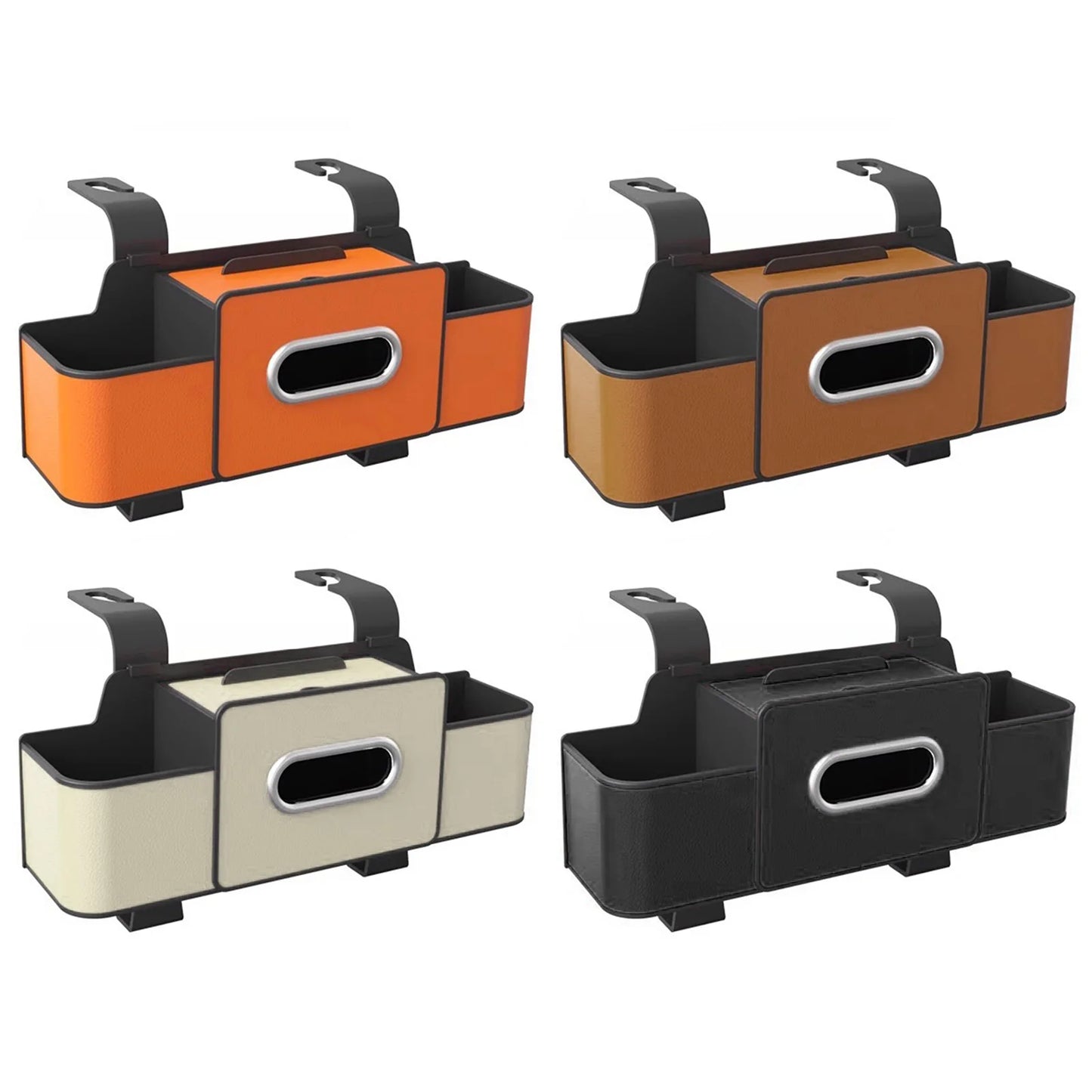 Multifunctional Car Organizer with Cup Holder Tissue Box and Hooks Vehicle Seat Back Hanging Storage Box Travel Accessories