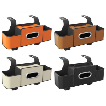 Multifunctional Car Organizer with Cup Holder Tissue Box and Hooks Vehicle Seat Back Hanging Storage Box Travel Accessories