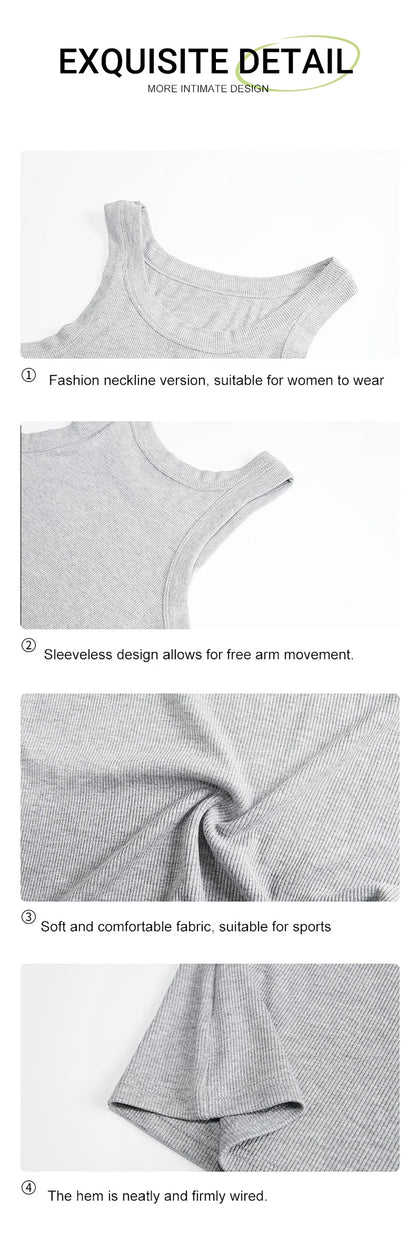 Custom Graphic Logo Slim Women's Tank Top Summer Crewneck Thread high elasticity Clothing Trendy Sports Vest Fashion Vests