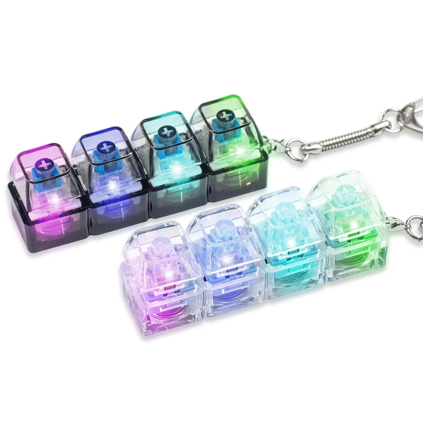 4-Button Fingertip Keyboard Keychain RGB Keyboard Fidget Toy with Lights for Stress Relief Decompression Calming Accessories