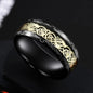 Fashion 8mm Stainless Steel Celtic Dragon Rings For Men Inlay Purple Carbon Fiber Rings Wedding Band Jewelry Birthday Gifts