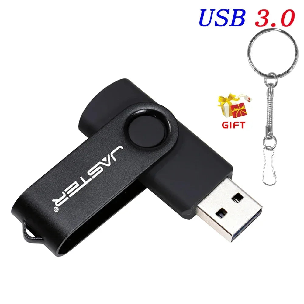 High Speed Mini USB 3.0 Flash Drive 128GB Rotatable Memory Stick Free Key Chain Pen Drive 64GB Red Pendrive Black U Disk 32GB