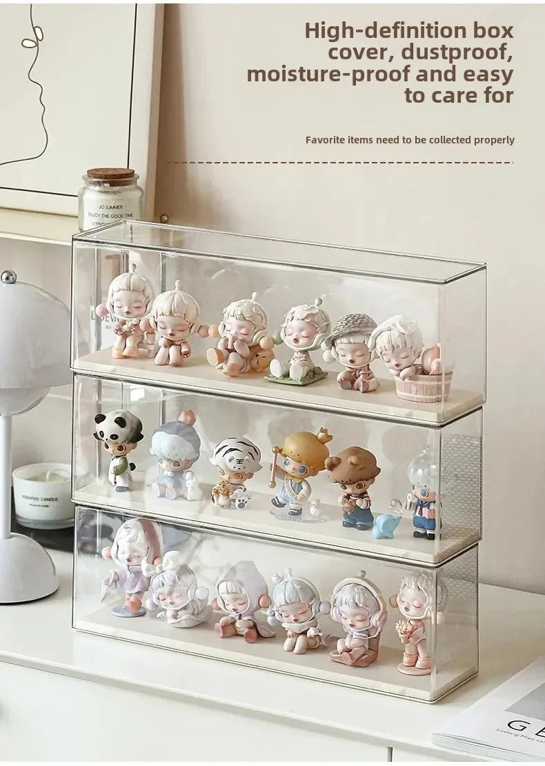Acrylic Action Figure Display Case Transparent Doll Storage Box Toy Organizer Rack for Collectible Showcase Cabinet