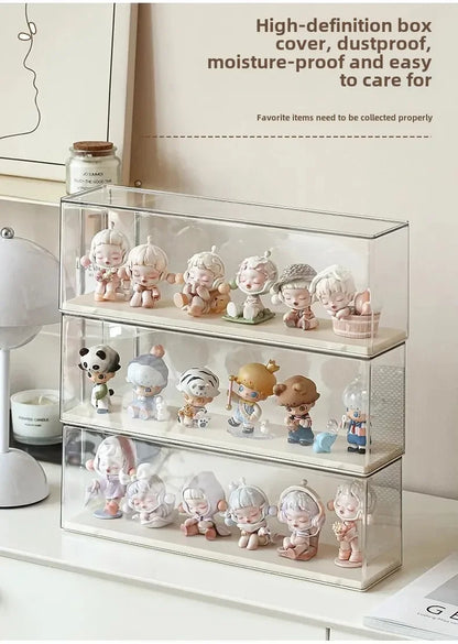 Acrylic Action Figure Display Case Transparent Doll Storage Box Toy Organizer Rack for Collectible Showcase Cabinet