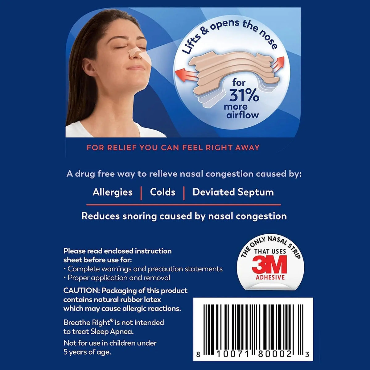 Breathe Right Nasal Strips Extra Strength Tan Nasal Strips Help Stop Snoring Drug-Free Snoring Solution&Instant Nasal Congestion