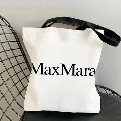 M-Max MaraS Brand Storage Bags Canvas Tote Bag Double-Sided Print Lightweight Shoulder Shopping Handbag for Daily Use