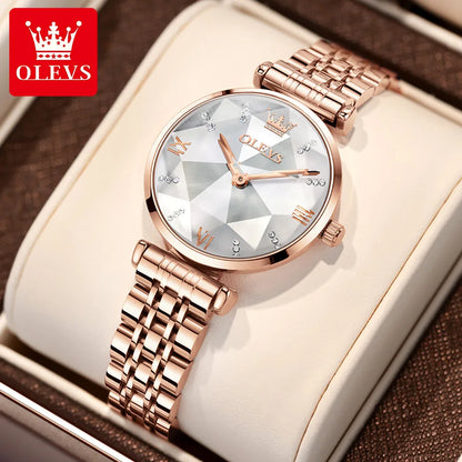 OLEVS 6642 Women Watch Fashion Original Elegant Stainless Steel Rose Gold Diamond Waterproof Watch Brand Luxury Women Watch