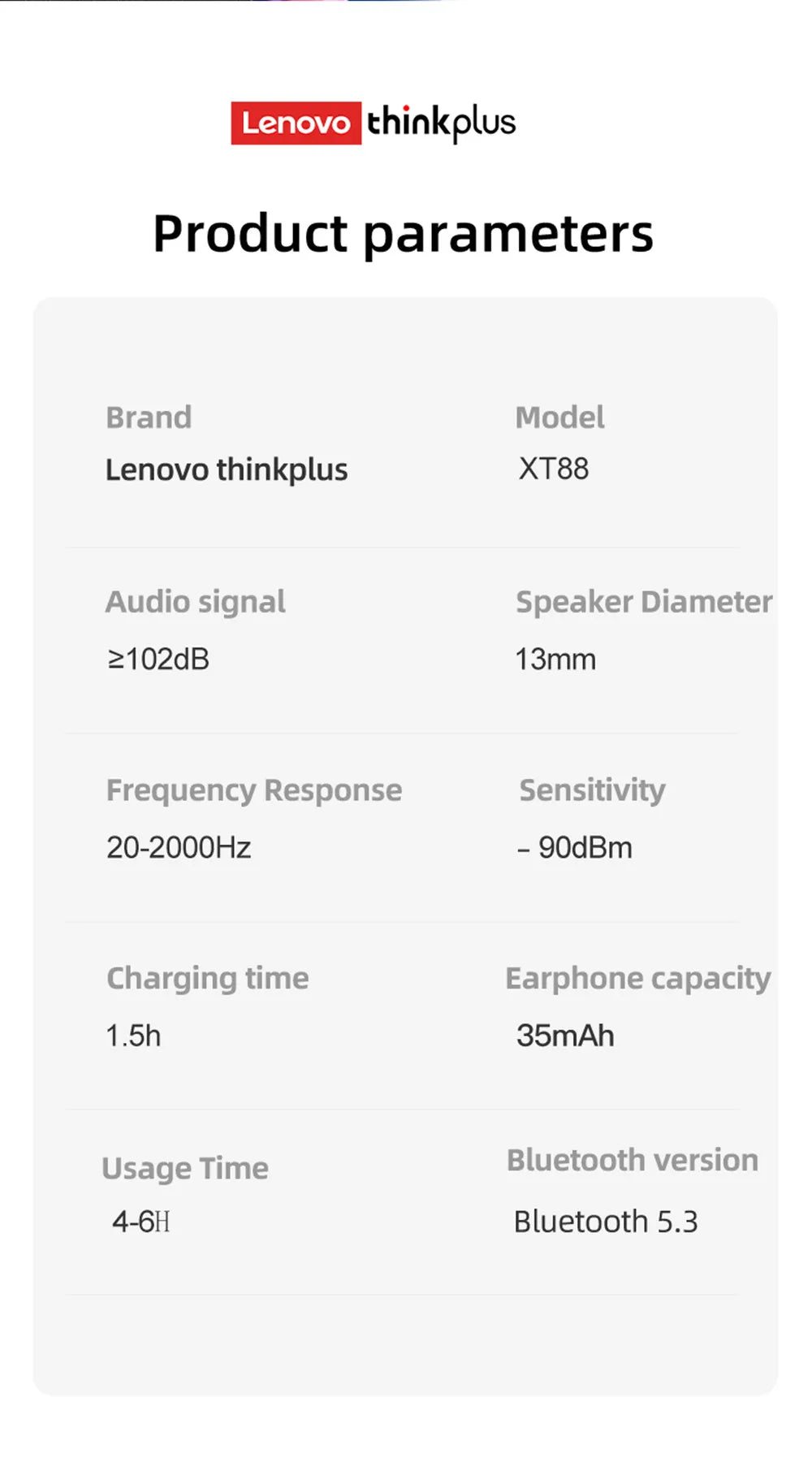 Oryginalne słuchawki Lenovo XT88 TWS bezprzewodowe Bluetooth 5.3 podwójny mikrofon Stereo redukcja szumów bas HIFI sterowanie dotykowe douszne
