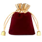 25/50pcs/Lot Golden Color Edge Velvet Jewelry Gift Bag 5x7 7x9 9x12cm Drawstring Wedding Display Sweets Packing Bag Wholesale