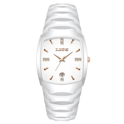 LIGE New Ladies Waterproof Watch Luxury Ceramic Braceletz Women Watches Creative Fashion Original Elegant Quartz Wristwatch Gift