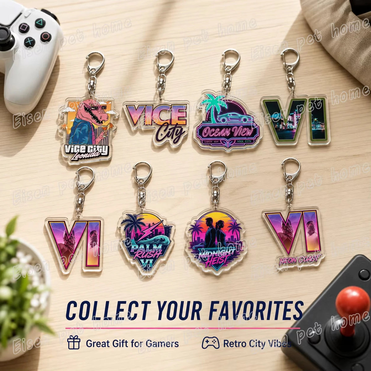 Classic Game Vice City Keychains for Accessories Bag Charm San Andreas Pc Games Lovers Keyring Jewelry Fans Gifts