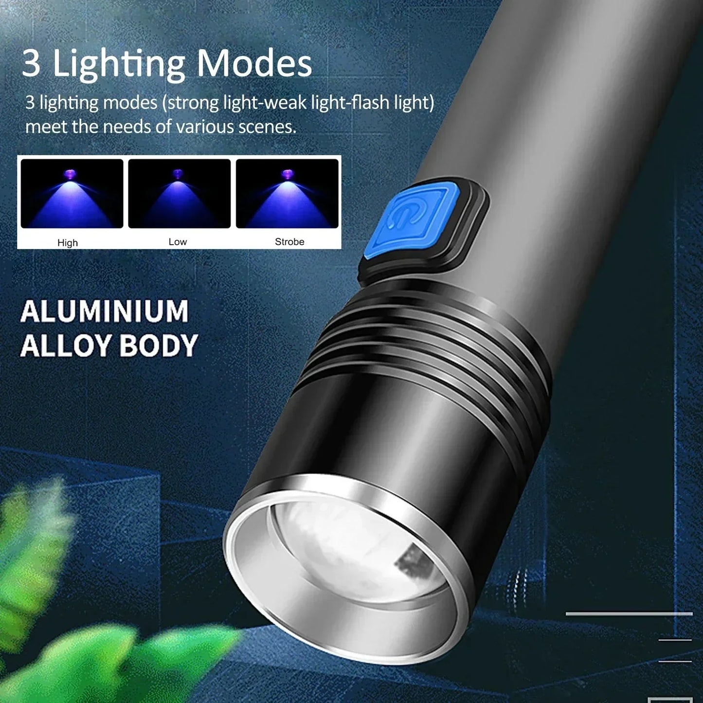 1/2PCS USB Charging Ultraviolet Flashlights UV Flashlight Blacklight Zoomable Torch Lamps Pet Urine Detector Hunting UV Light
