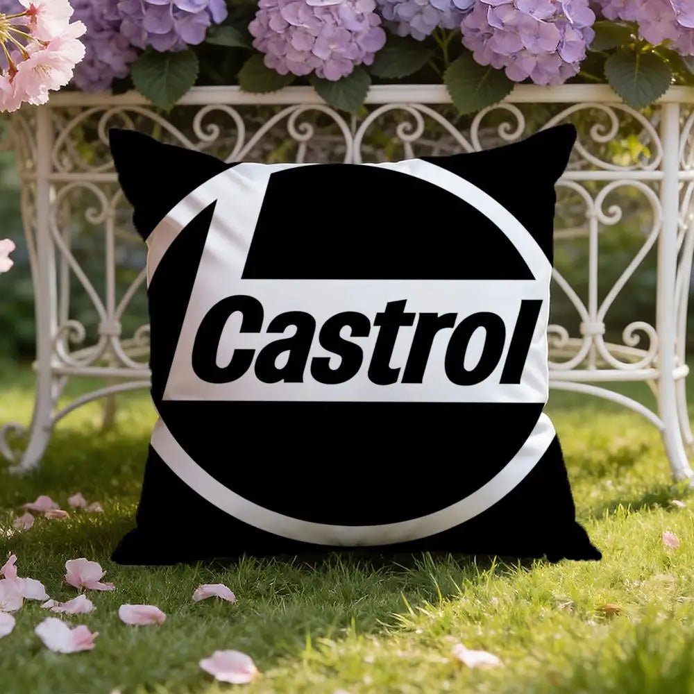 Logo C-Castrol Cushion Cover Home & Car Dual-Scene Pillow Cover: Reversible for Premium Comfort