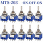 10PCS MTS-102 103 202 203 3Pins 6 Pins Mini Toggle Switch For Switching Lamp Light ON-OFF-ON /ON-ON Switch 6A 125VAC