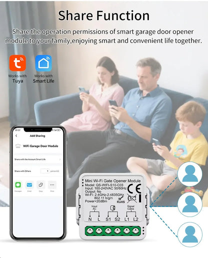 100-240V Tuya Zigbee WiFi Gate Opener Module Smart Garage Door Controller Switch Smart Life App Remote Control Alexa Google Home