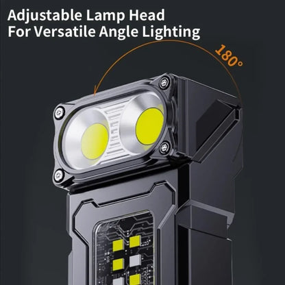 COB+XPE Dual Light Flashlight, 1200LM Adjustable Head with Magne t& Clip,USB Rechargeable Mini Work Light for Camping Hiking EDC