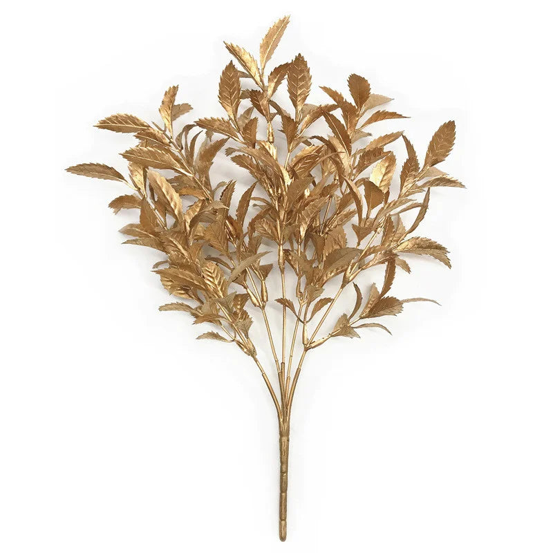 Luxury Golden Artificial Flower Arrangement Floral Display with Golden Leaves,for Christmas, Indoor Decor for Home Decorations