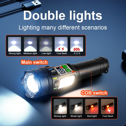NEW 89000000LM Ultra Bright LED Flashlight Most Powerful Torch Light Rechargeable Portable Lamp With Magnet  For Camping Lantern