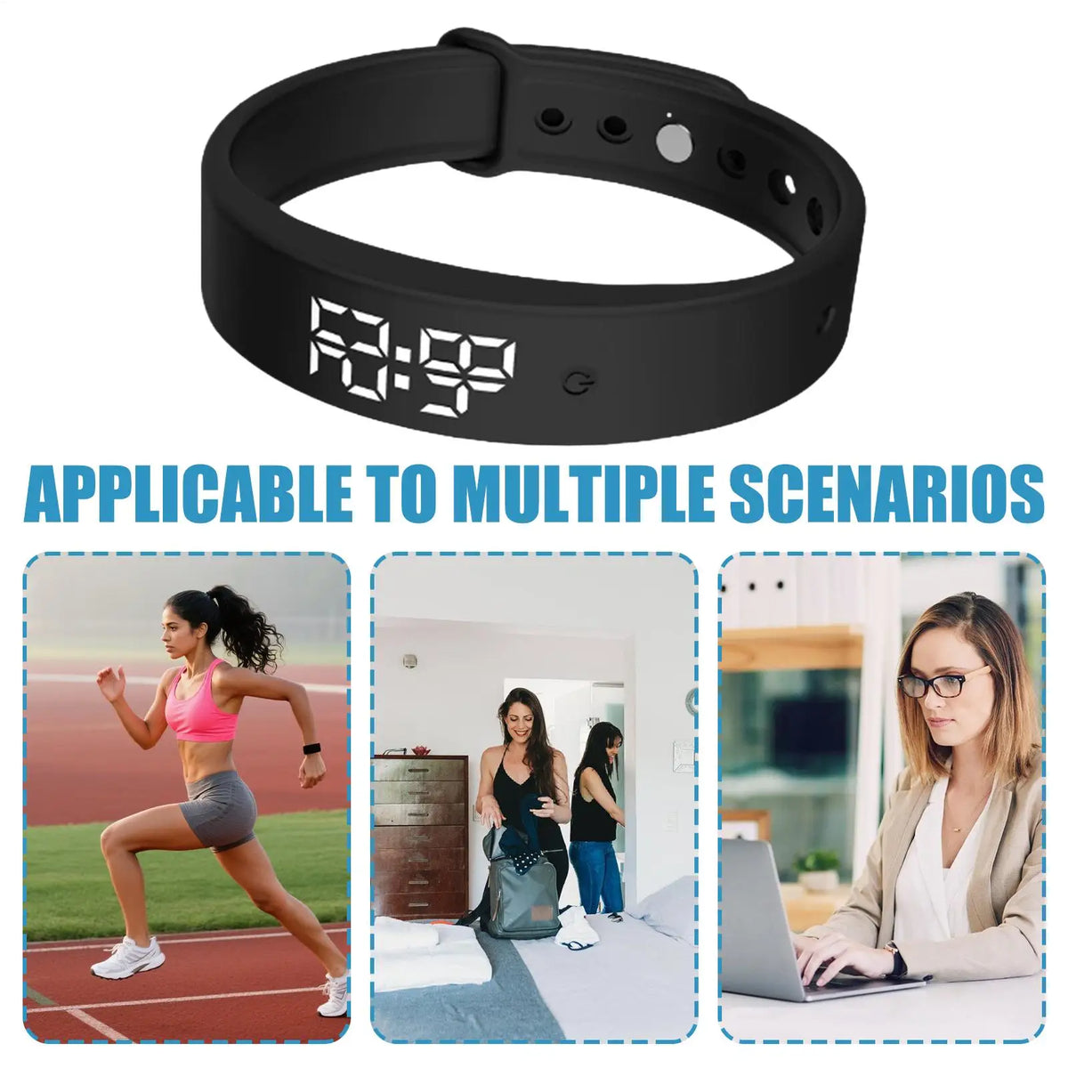 Silent Alarm Wristband Timer Clock Vibrating Wristband 3 Alarms Daily Organizer Timer for Kids Adults Men Women Teens Elderly