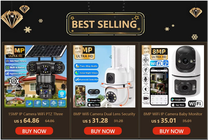 15MP IP Camera WiFi PTZ Three Camera Outdoor Wireless Solar 20000Mah Built-in Battery Video Surveillance Cam Long Time Standby