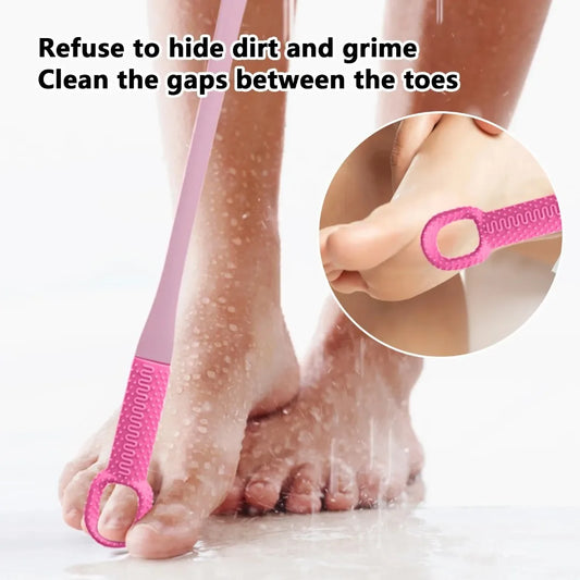 1pc Comfort Silicone Brush Long Handle Hand Brush Long Haired Toe Seam Soft Rubber Toe Gap Brush Daily Shower Foot Care Tools