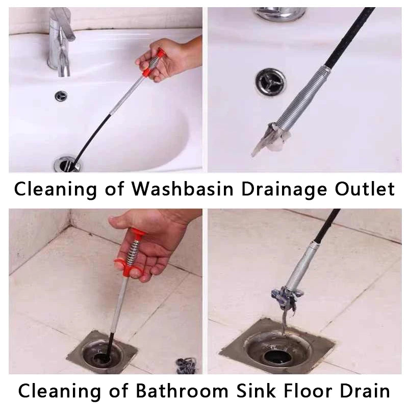 160/60cm Sewer Dredge Pipe Four-claw Hook Sewer Dredging Anti-blocking Tool Telescopic Flexible Claw Reusable Cleaner