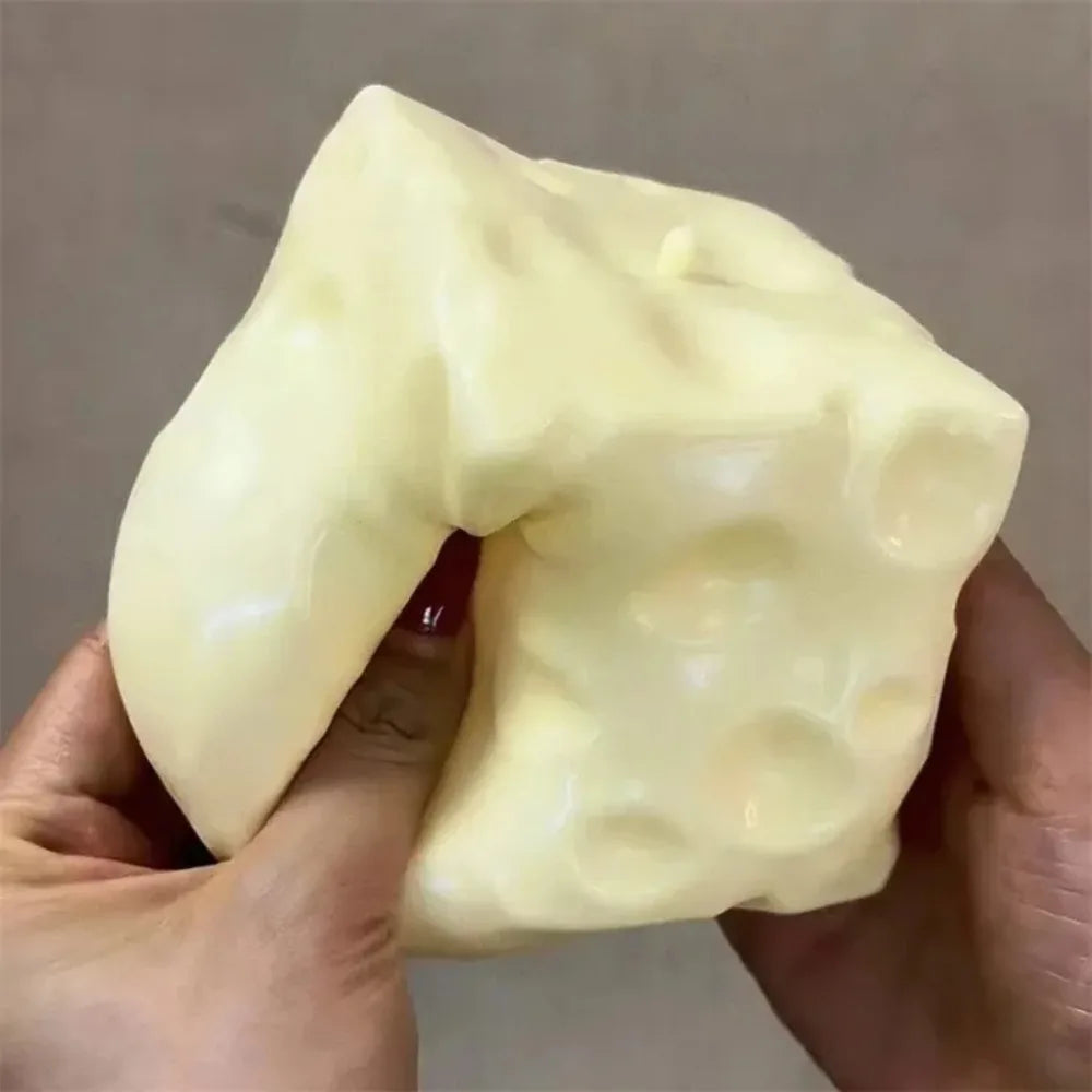 CCC Cheese Cube Stress Ball Big Cheese Shapeable Squeeze Ball Non-Bounce Fidget Toy ASMR Sensory Anti-Stress Christmas Gifts