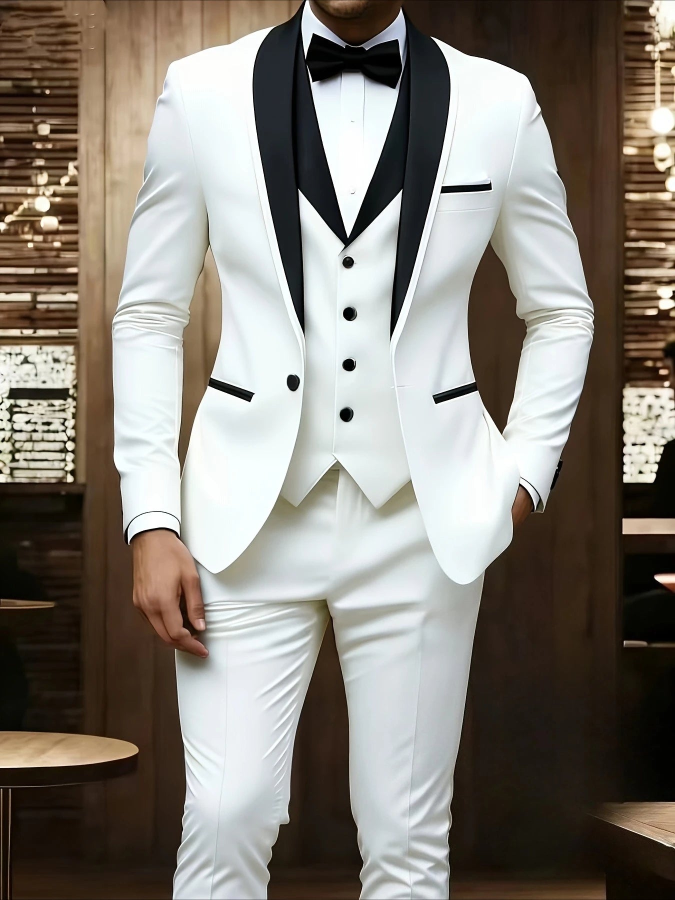 New Men's 3 Piece Suit Business Formal Set, Groom & Groomsman Wedding Suit, Elegant Prom & Party Outfit