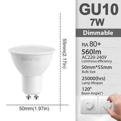 1-10Pack Dimmable GU10 E27 E14 B22 LED Bulb Lamp 220V No flicker Warm white Natural light 3000K 4000K 6000K dimming A60 C37