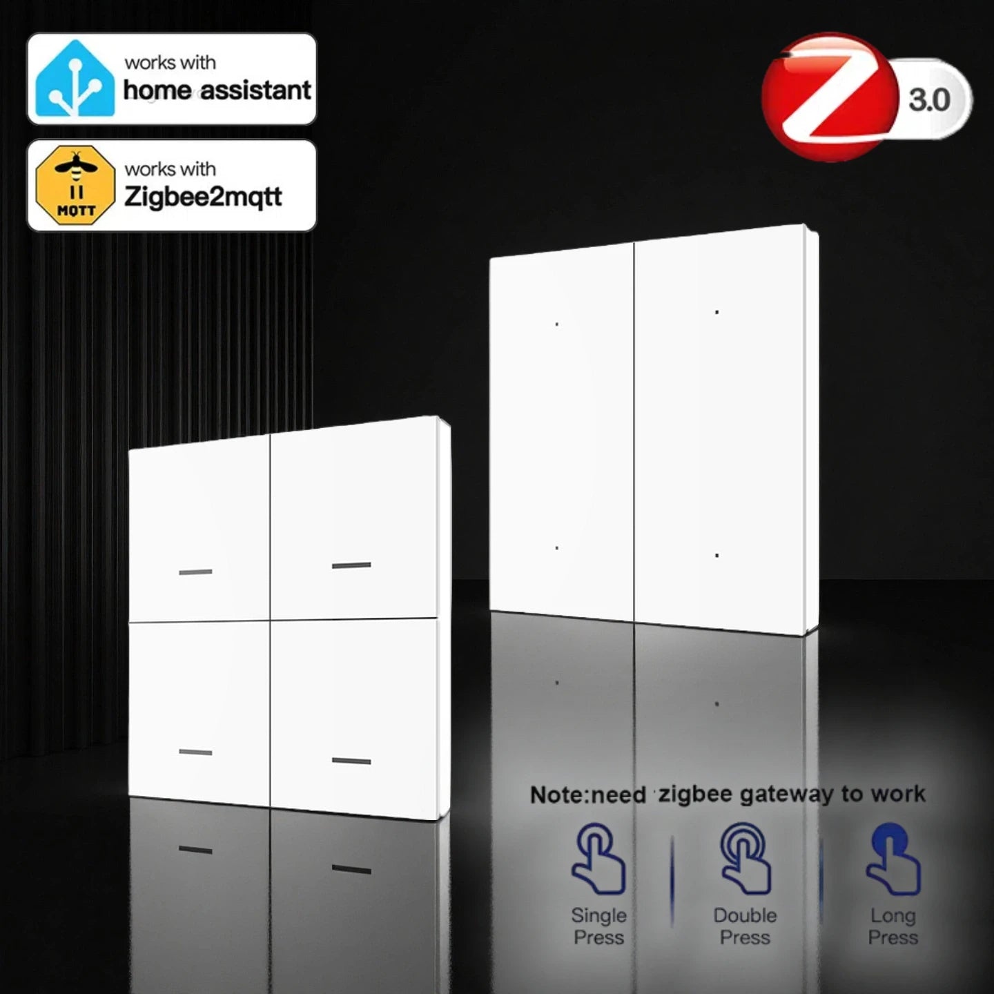 Zigbee Scene Switch Button 4 Gang Wireless Switch Push Button Controller Smart Home Assistant 2MQTT Automation Scenario Switch