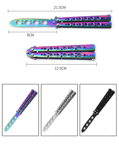Portable Practice Butterfly Knife CSGO Balisong Trainer Stainless Steel Pocket Foldable Knife Training Tool for Outdoor Games