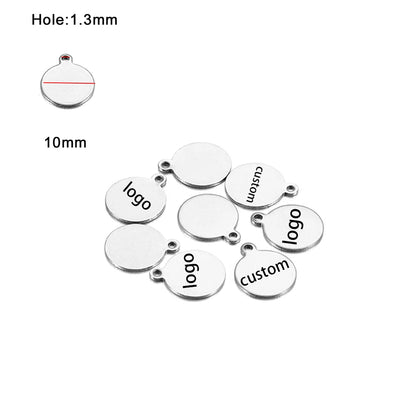 50-200pcs Custom Pendant Laser Engrave Name LOGO Stainless Steel Personalized Necklace Extend Chain Tail Tag Jewelry Charm