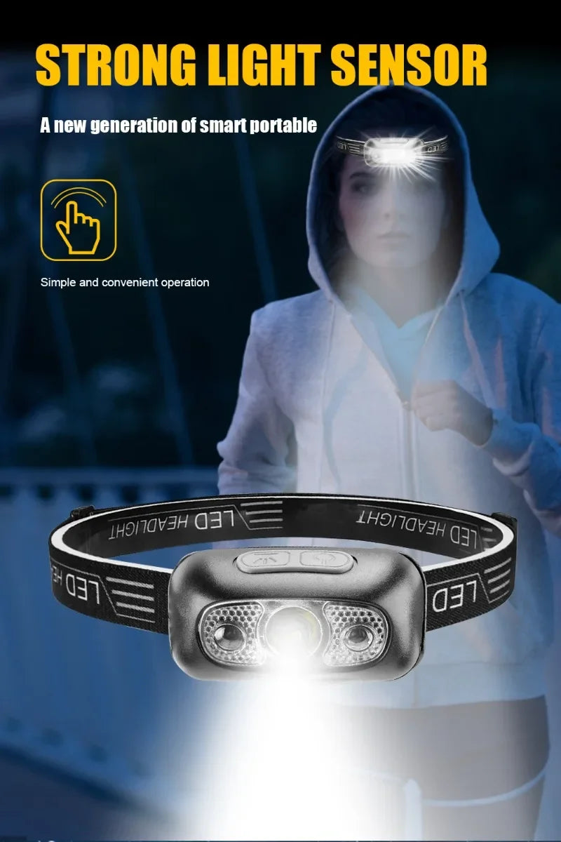 500 Lumen USB Rechargeable Headlamp Motion Sensor Bright LED Running Fishing Flash Head lamp Headlight Infrared Sensor Light