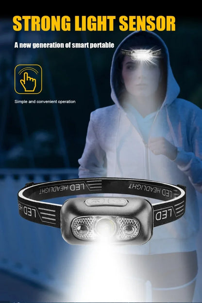 500 Lumen USB Rechargeable Headlamp Motion Sensor Bright LED Running Fishing Flash Head lamp Headlight Infrared Sensor Light