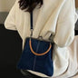 New Vintage Style Women Handbag Fashionable Navy Blue Designer Shoulder Bag Versatile Lady‘s Denim Purses Crossbody Bags