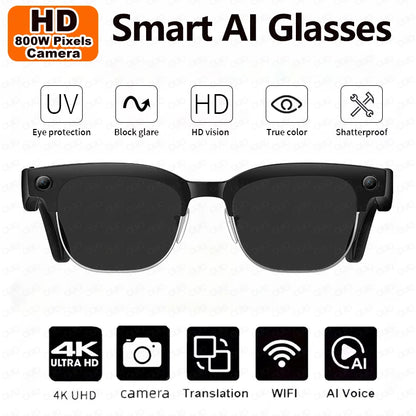 2026 New AI Smart Photo Glasses 800W Camera Anti-shake HD Video Recording Translation Voice Assistant Music BTCall Smart Glasses