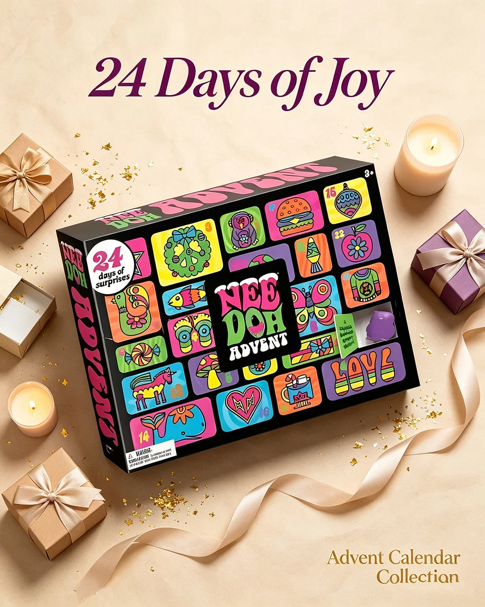 2026 New Hot Needoh Advent Calendar 24 Day Countdown New Year Family Friends Blind Box Party Squishy Squeeze Toy Stress Relif