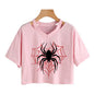Women 's Sexy Cropped T Shirt Woman Graphic Gothic Spider Printed Tshirt Spring Summer Vintage Crop Tops 90s Clothes