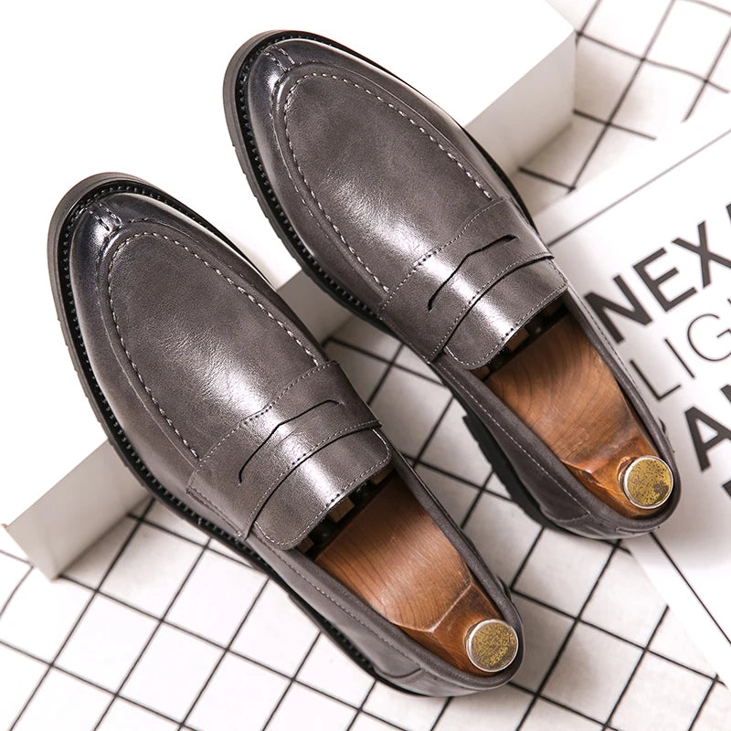 Trend Men's Dress Shoes Classic Leather Loafers Male Slip On Casual Business Shoes For Men Brogues Flat Office Social Shoes Male