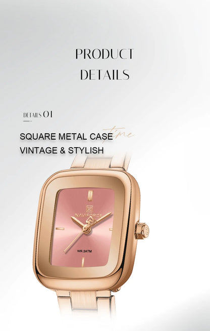 NAVIFORCE Women Quartz Watch Retro Fashion 3ATM Waterproof Stainless Steel High Quality Durable Elegant Daily Ladies Wristwatch