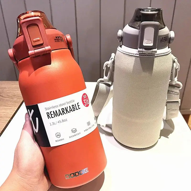 1300ML Large Capacity Thermos Bottle with Straw 316 Stainless Steel Thermal Mug Sports Vacuum Flasks Cold and Hot Water Bottle