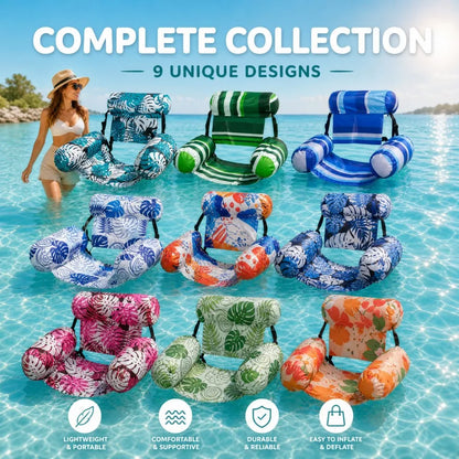 Adult Foldable Water Hammock Chair – Inflatable Pool Lounge with Armrests, Portable Float for Sunbathing & Fun