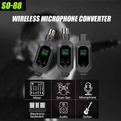 FUHAM SO-88 Wireless Microphone Converter XLR Transmitter and Receiver Microphone for Wired to Wireless Dynamic Microphones
