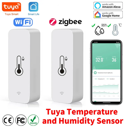 Tuya Zigbee WiFi Smart Temperature And Humidity Sensor Battery Powered ZigBee Smart Home Security Work With Alexa Google Home